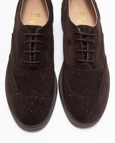 Resim LuviShoes AVRA Kahverengi Süet Hakiki Deri Kadın Oxford Ayakkabı 