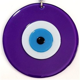 Resim Nazar Boncuklu Mor Renk 20 Santimetre Çapında Cam Duvar Süsü 