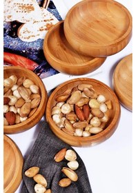 Resim Bambu Yuvarlak 6 lı Lüks Çerezlik 9,5 x 3 cm 