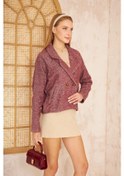 Resim Kadın Rahat Kalıp Kendinden Dokulu Fitilli Kaşe Kumaş Ceket 3529250 Bordo 