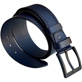 Resim Süzer Deri 4.5 Cm. Spor Model Hakiki Deri Kenarları Dikişli Erkek Kemer Lacivert 