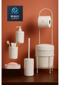 Resim Lüks Şık 6 Lı Banyo Seti Beyaz 