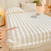 Resim 1 adet Sonbahar ve Kış Kabarcıklı Lastikli Çarşaf, Konforlu ve Sıcak, Yatak veya Kanepe için Uygun, Makinede Yıkanabilir, Yumuşak Polyester Kumaş, Tüm Mevsim Kullanım, Yatak Odası Aksesuarları, Rahat Yatak Odası Dekorasyonu, Peluş Dokulu, Dayanıklı Yatak Örtüsü, Yatak Örtüsü Takımı 