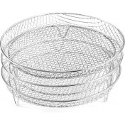 Resim Irenein Air Fryer Özel Izgara Yuvarlak Plaka Üç Katmanlı Istife Edilebilir Tost Buharlı Pişirici 304 Paslanmaz Çelik Şiş Rafı (Yurt Dışından) 