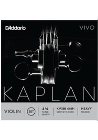 Resim D'addario Kv310h Kaplan Vivo 4/4 Tam Boy Keman Tel Seti - Heavy Tansiyon Profesyonel Parlak Ve Berrak Ton Karakteri, Sert Tansiyon İle Yüksek Ses Hacmi Ve Üstün Yay Tepkisi 