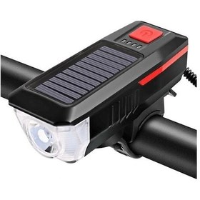 Resim Solar Usb Şarjlı Kornalı Bisiklet Lambası 