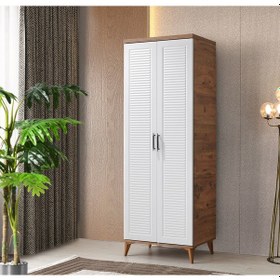 Resim GuneyStore Paris 2 Kapaklı Komple MDF Atlantik Çam-Beyaz Gardırop 
