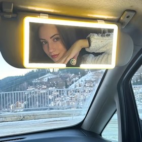 Resim LED Işıklı Makyaj Aynası Arabalar İçin - Taşınabilir, USB Şarj Edilebilir, Lityum Pil, Cilalı Plastik Kaplama, Duvara Monte Edilebilir, Hızlı Dokunuşlar İçin İdeal, Tüm Araçlarla Uyumlu, Araba Aynası Asma Aksesuarı, Seyahat İçin Kompakt Aynası, Araba İç Mekan Aynası | Modern Estetik Aynası | Şık Aynası Kaplaması 