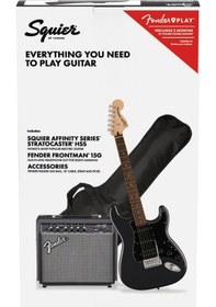 Resim Squier Affinity Strat Hss Frontman 15g Amp Charcoal Frost Metallic Elektro Gitar Seti 