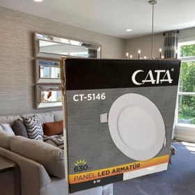 Resim Cata 9 Watt Panel LED Armatür Sıva Altı Yuvarlak Ct 5146 Günışığı Sarı Işık 3200K Alüminyum Kasa 