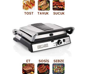 Resim Schafer Elektrikli Izgara ve Barbekü Fonksiyonlu 2000 Watt Gücüne Sahip Çıkarılabilir Plakalı 6 Dilim Kapasiteli Isı Ayarlı Akıllı Tost Makinesi 