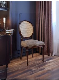 Resim Madalyon Hazeranlı Ahşap Sandalye Ceviz 