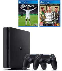 Resim Playstation 4 Slim 1 TB + 2. DualShock Kol + Ps4 FC 25 + GTA 5 (ithalatçı Garantili) 