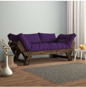 Resim Woodesk Adalar Modern Ceviz-mor Renk Ahşap Kanepe 