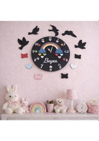 Resim Genç Kız Odası Duvar Saati Kişiye Özel Tasarım No 10036 Çok Renkli 