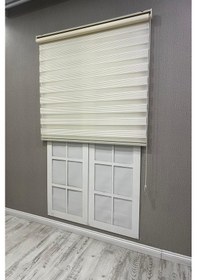 Resim Zebra Stor Perde Dar Plise Güneşlik Perde Krem Krem 