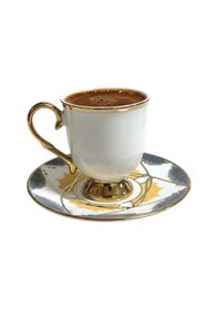 Resim 6 Kişilik Gold Ayaklı Geometrik Türk Kahvesi Fincanı Diğer 