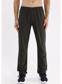 Resim Esnek Bel Lastikli Yan Cepli Düz Paça Rahat Kalıp Mevsimlik Eşofman Altı Haki 