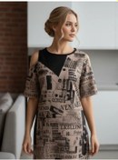 Resim Trikotaznye Sezony Kadın Büyük Beden Tunik Ev Elbisesi 251837520 Siyah 