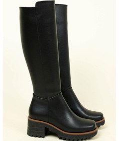 Resim Kalın Topuklu Cilt Çizme Siyah-6331 Siyah 