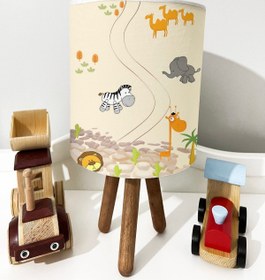 Resim dekomingo Krem Zemin Hayvanlar Tropik Bebek Ve Çocuk Odası Abajur 