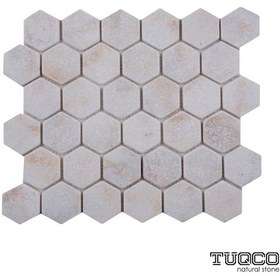 Resim Tuqco Doğaltaş 2" Altıgen (Hexagon) Golden Eskitme Mermer Mozaik 