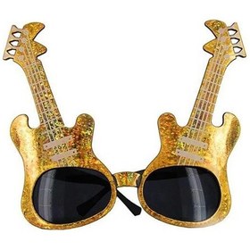 Resim Altın Renk Rockn Roll Gitar Şekilli Parti Gözlüğü 15x15 Cm 