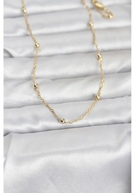Resim Cm 14k Gold Renk Burgu Ve Top Zincirli Model 60 Cm Kadın Kolye - Ebj260207w39441 Renkli 