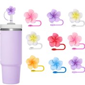 Resim 2/4 Adet Silikon Çiçek Samanı Toz Kapağı, Reçine Çiçek Tasarımı, 40 Oz ve 30 Oz Stanley Kupaları İçin Evrensel Uyum, Sevimli Saman Üstü, İçecek Bardakları İçin Gıda Sınıfı Silikon Toz Koruma Kapakları 