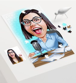 Resim Kişiye Özel Bayan Spiker Sunucu Karikatür 240 Parça A3 Puzzle - 1 