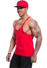 Resim Ghedto Basic Gym Fitness Stringer Tank Top Sporcu Atleti Kırmızı 