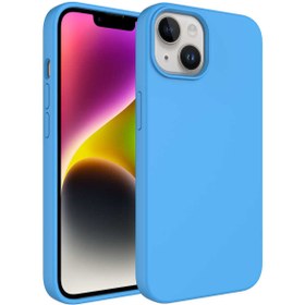 Resim iPhone 14 Uyumlu Sıvı Teknolojili Silinebilir Sert Zore Kivi Kılıf-Mavi 