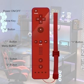 Resim Wii uzaktan kumanda, 2 x Wii Controller oyun denetleyicisi, kablosuz uzaktan hareket sensörü, Wii ve Wii konsolu için yedek oyun kumandası, silikon kılıf ve el kayışı ile (kırmızı + açık mavi) 