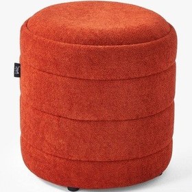 Resim Lüks Cnc Çizgili Yuvarlak Puf Makyaj Masası Pufu Dekoratif Ayak Uzatma Turuncu Model Turuncu 