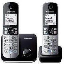 Resim Panasonic KX-TG6812 Siyah Telsiz Dect Telefon Duo 2li 1.8"Büyük Beyaz Ekran 