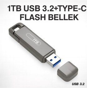 Resim 1 Tb Flash Bellek Usb 3.2 Type-c Yazma Hızı,darbeye Dayanıklı Anti Manyetik Gümüş 