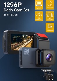 Resim Voltico 1296P Araç İçi Kamera – 3 İnç Ekranlı, Gece Görüşlü, 170° Geniş Açı, Döngü Kaydı + Arka Kamera 