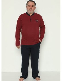 Resim Erkek Büyük Beden Pijama Takımı Tampap 1773- Bordo 