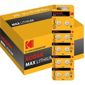 Resim Kodak 120 Adet A76/lr44 Alkalin Düğme Pil 