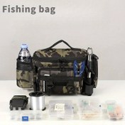 Resim 1 adet Çok Fonksiyonlu Balıkçılık Çantası ve Açık Bel/Kol Çantası - Zip Kapatma ile Dönüştürülebilir Çapraz Çanta, Balıkçılık, Avcılık, Seyahat için Uygun Oxford Kumaş - Balıkçılık, Araçlar, Şişeler için Yan Cep Tasarımı ile Kompakt Tasarım - Balıkçılar ve Maceralar için İdeal Seçim, Vintage Geometrik Desen, Güçlendirilmiş Dikiş, Bel Çantası, Keşifçiler için Temel 