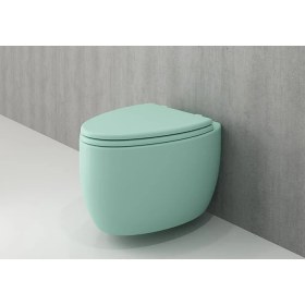 Resim Bocchı Etna Asma Klozet + Soft Close Klozet Kapağı - Mat Mint Yeşil 