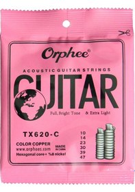 Resim Orphee Tx620-c Akustik Gitar Teli - Renkli Aksesuar - Rainbow Series Renkli Top Uçlar Ball-end , Fosfor Bronz Sargı, Görsel Kolaylık Ve Berrak Tını Ölçüler: 010-047 Standart Tansiyon 
