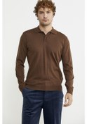 Resim Erkek Polo Yaka Triko Kazak - Kahve 001 