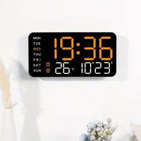 Resim 1 adet şık çerçevesiz elektronik saat Çok fonksiyonlu çift amaçlı saati Basit dijital ekranlı oturma odası duvar saati 