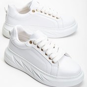Resim Beyaz Ortopedik Deri Sneakers Beyaz 