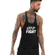 Resim Fit Or Fight Fitness Gym Tank Top Sporcu Atleti Siyah 