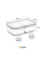 Resim Buffer 2 Bölmeli 1+1 Litre Kilitli Kapaklı Erzak Saklama Kabı Lc-525 Diğer 