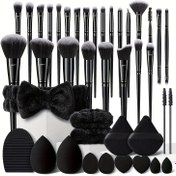 Resim 13 Parça Siyah Profesyonel Makyaj Fırçası Seti - Kapatıcı, Allık Paleti ve Uygulayıcılar ile Tam Kiti Temizleme Süngeri & Araçlar Dahil; Hassas Tenler için Beyaz/Gri Fırçalar, Başlangıç Seviyelerine uygun (Dayanıklı Yapay), Makyaj Seti Tamamı Makyaj ile, Makyaj Ürünleri Tam Set, Kadınlar İçin Makyaj, Kadınlar için makyaj seti, Güzellik, Güzellik Ürünleri, Fondöten Fırçası, Kadınlar için Makyaj Seti, Profesyonel Makye Fırçası Seti, Makyaj Ürünleri Seti, Kadınlar İçin Tam 