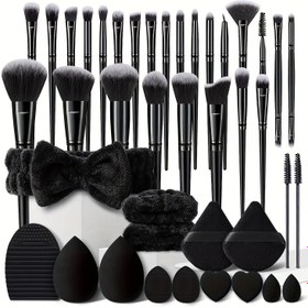 Resim 13 Parça Siyah Profesyonel Makyaj Fırçası Seti - Kapatıcı, Allık Paleti ve Uygulayıcılar ile Tam Kiti Temizleme Süngeri & Araçlar Dahil; Hassas Tenler için Beyaz/Gri Fırçalar, Başlangıç Seviyelerine uygun (Dayanıklı Yapay), Makyaj Seti Tamamı Makyaj ile, Makyaj Ürünleri Tam Set, Kadınlar İçin Makyaj, Kadınlar için makyaj seti, Güzellik, Güzellik Ürünleri, Fondöten Fırçası, Kadınlar için Makyaj Seti, Profesyonel Makye Fırçası Seti, Makyaj Ürünleri Seti, Kadınlar İçin Tam 