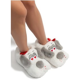 Resim Ani Kadın Hayvanlı Panduf Beyaz-gri 36/41 3550298 